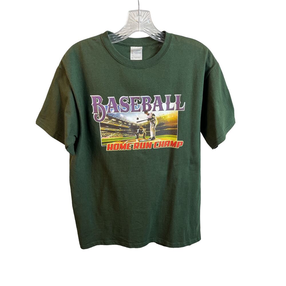 Baseball Home Run Champ Graphic Shirt Gildan Green